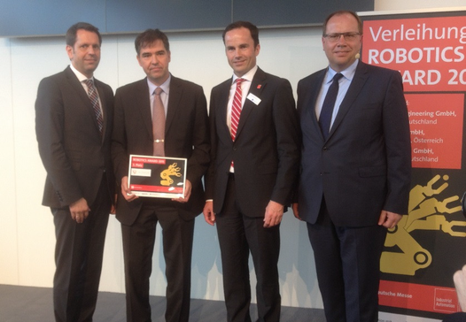 MRK- Systeme GmbH erreicht den dritten Platz beim Robotics Award 2015 mit einer Anwendungen zur Mensch-Roboter Kooperation in der Montage bei Audi in Ingolstadt 